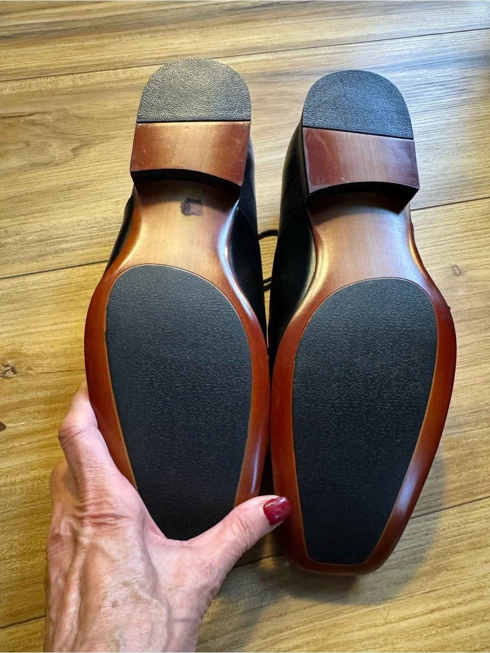 Steve Madden Black Leather Square-Toe Derby Shoes